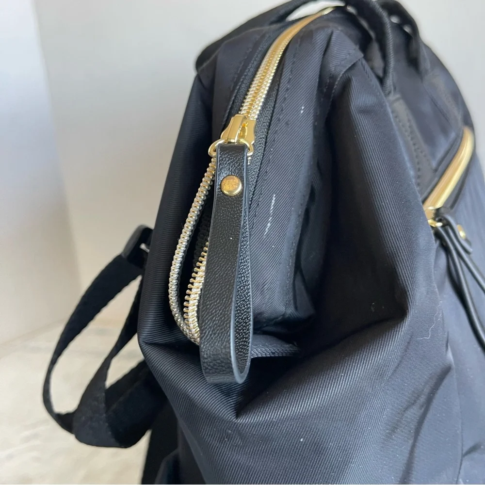 Skip Hop Diaper Bag Backpack: Mainframe Large Capacity, Black with Gold Trim
